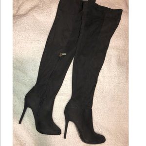 Thigh high black heels